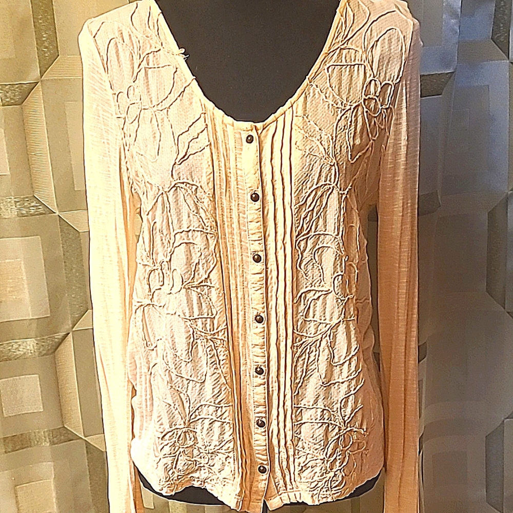 Women's Beige Button-Up Top